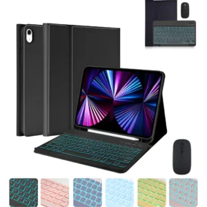 Capa Para iPad 9ª/8ª/7ª Geração Teclado Iluminado + Mouse