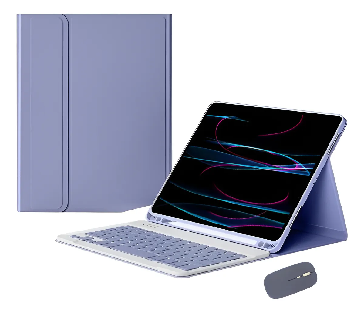 Capa Tablet + Teclado Luminoso + Mouse Para Samsung A7 Cor Verde Escuro + Teclado Sensível Ao Toque + Mouse - Imagem 8