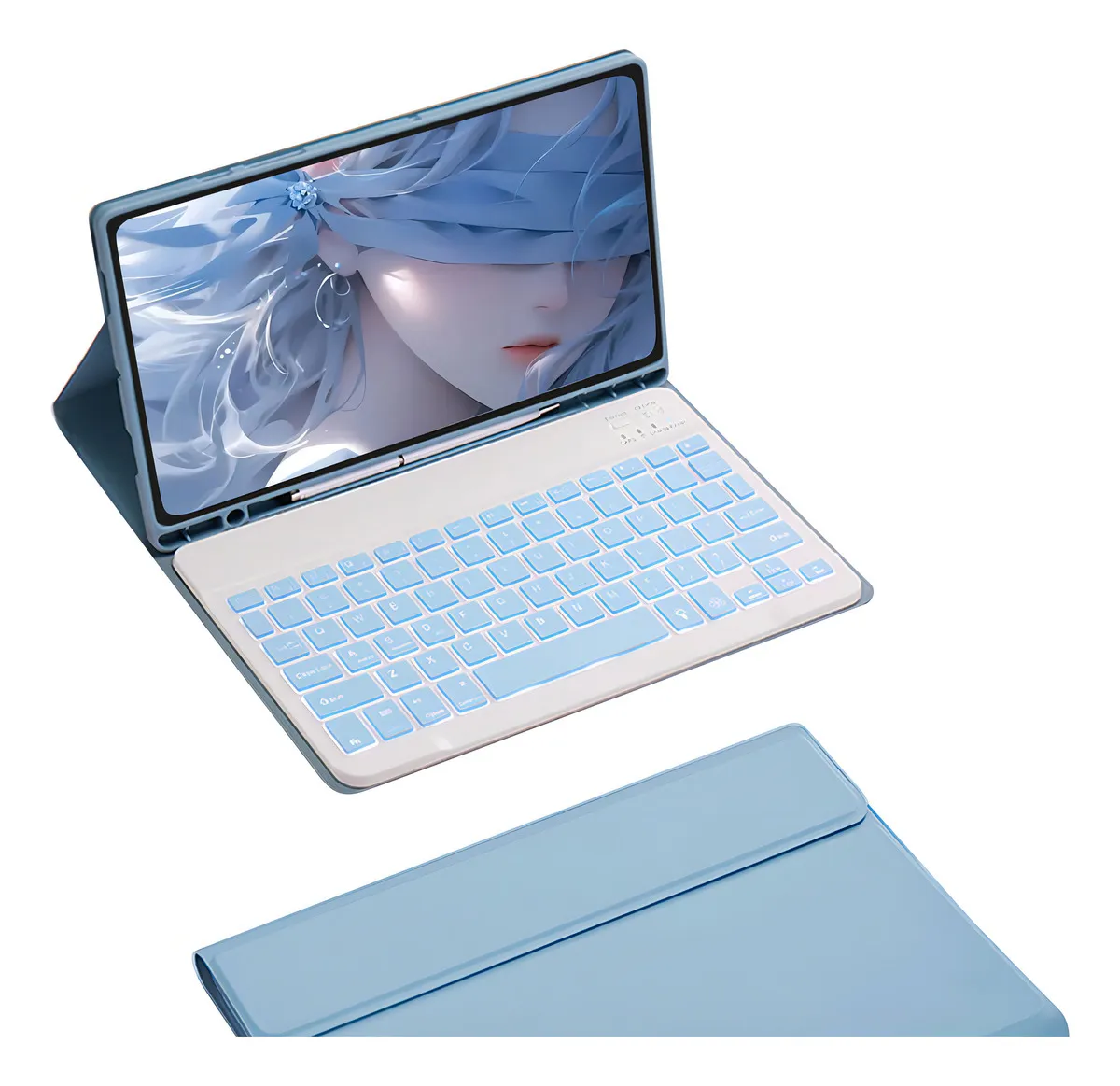 Capa De Couro Com Teclado Retroiluminado Para iPad 9 Cor Capa Preta E Teclado - Imagem 6
