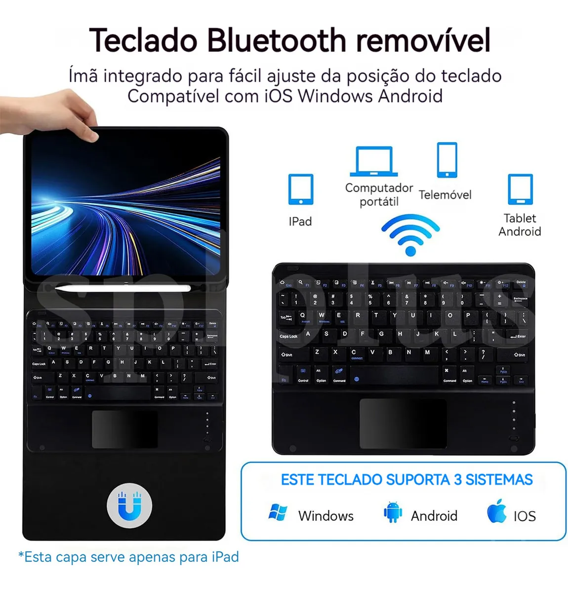 Pacote De Teclado+mouse Bluetooth Touch Para Capa S6 Lite - Imagem 9