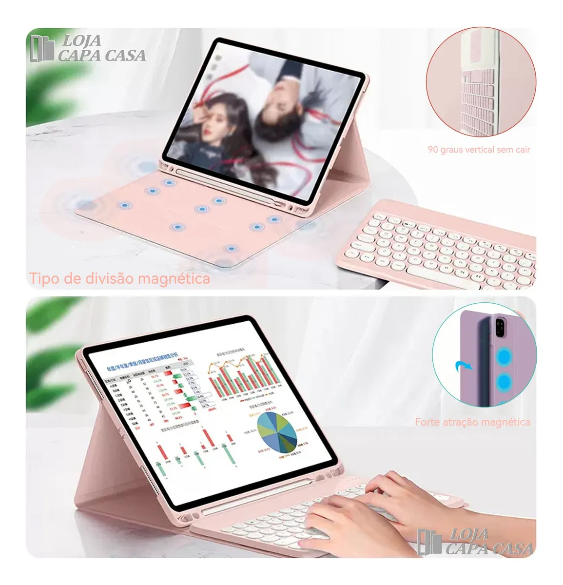 12.4pol Teclado Com Capa Mouse Para Samsung Tab S10+/s9fe+ - Imagem 7