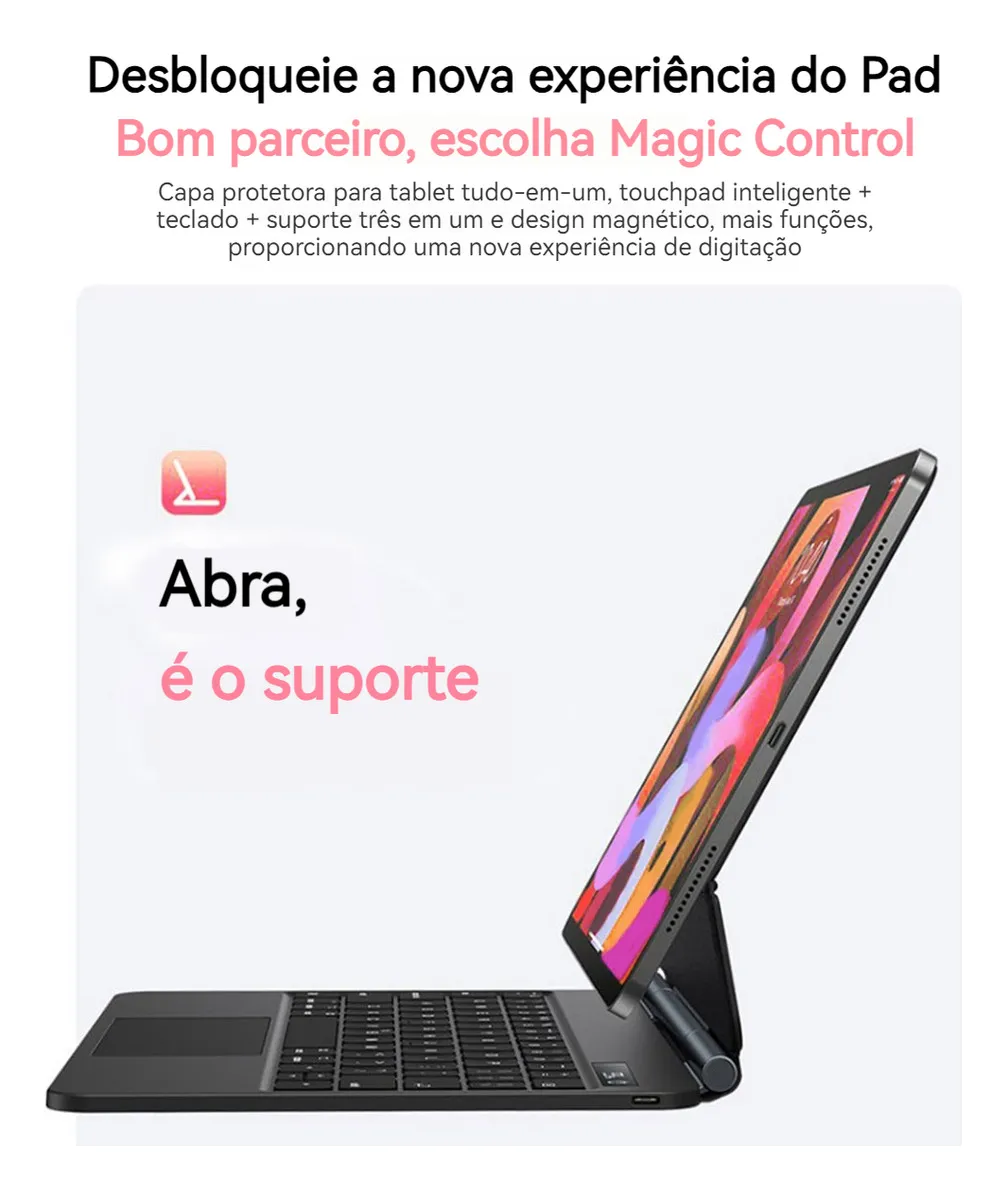 Capa De Teclado De Toque Magnético Para Modelos De iPad - Imagem 5