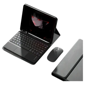 Capa Para iPad Geração 9/8/7 Com Teclado Touch + Mouse Cor Preto + Teclado Touchpad + Mouse Bluetooth