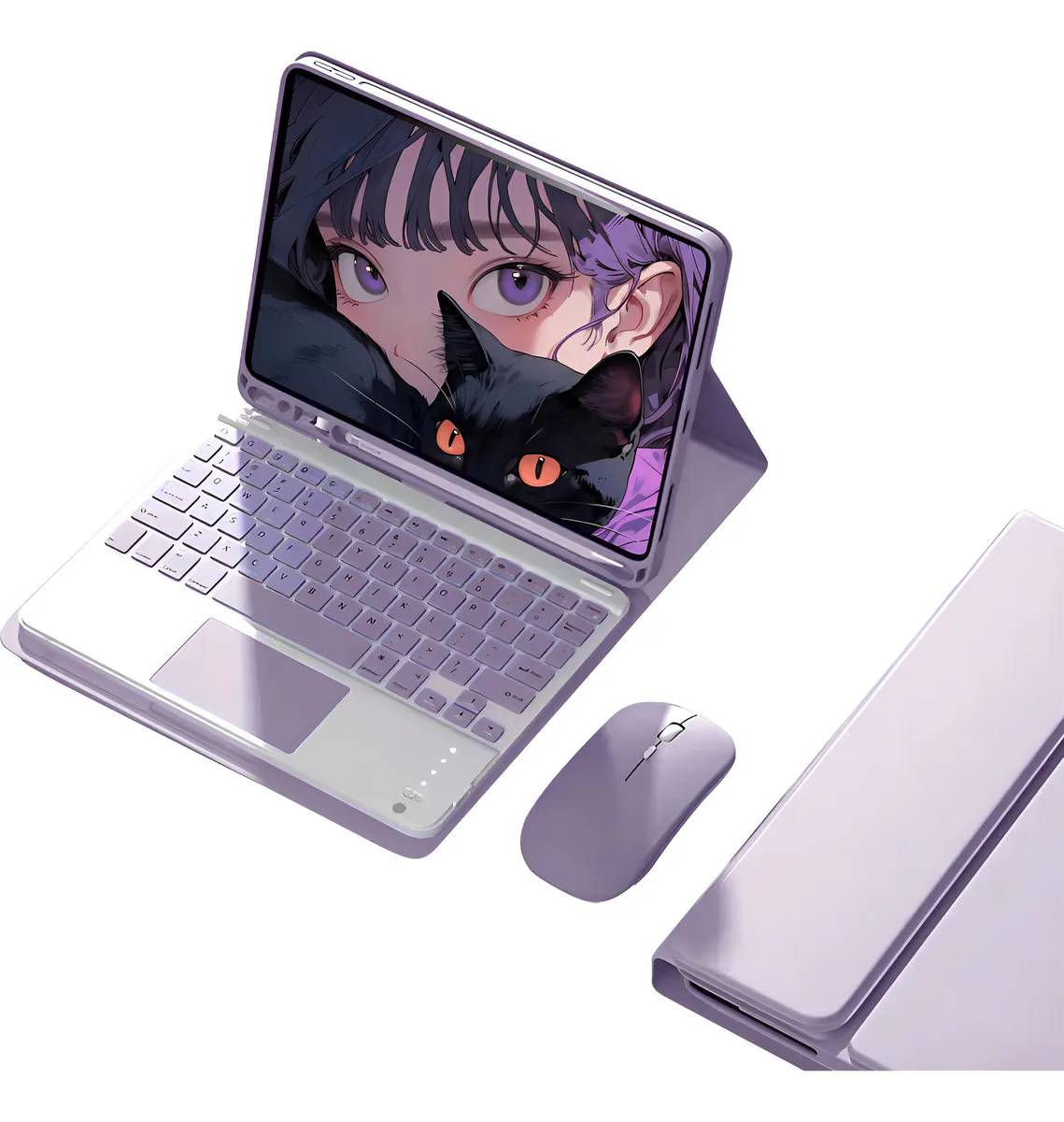 Capa para tablet com teclado e mouse para iPad 10,2'' 9ª, 8ª e 7ª geração Cor Verde Teclado Verde Mouse Verde recarregável - Imagem 18