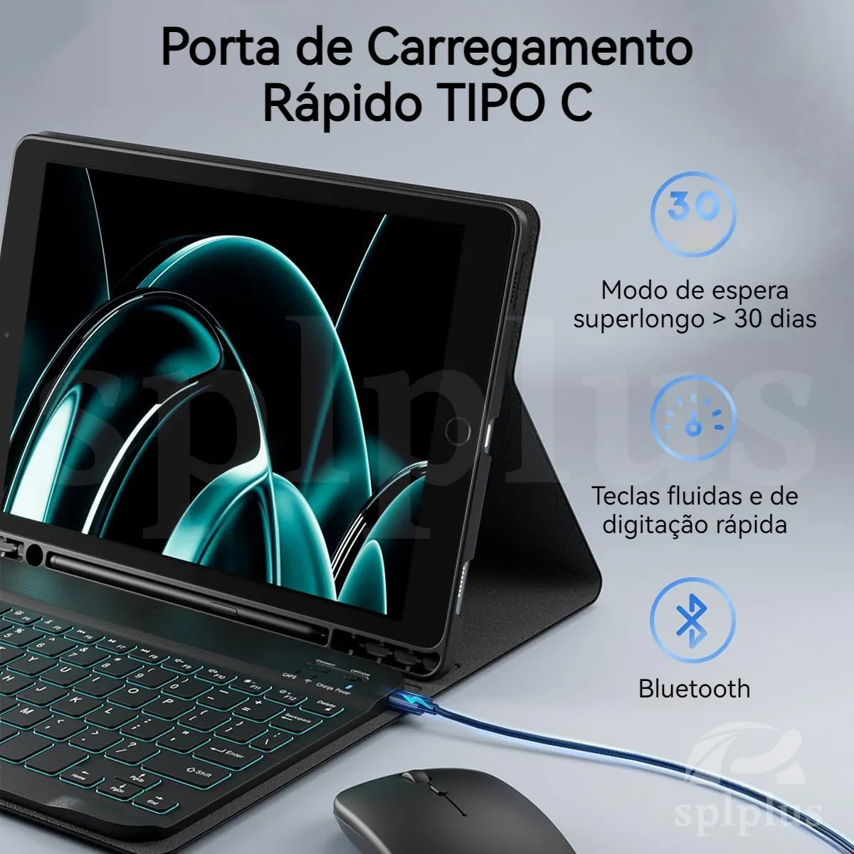 Capas E Mouse Para Tab S6 Lite Com Teclado Retroiluminado - Imagem 7