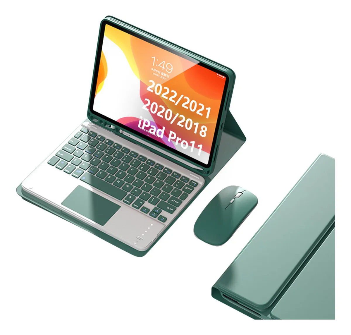 Teclado Touch + Mouse Recarregável + Capa Para iPad Pro 11 - Imagem 13