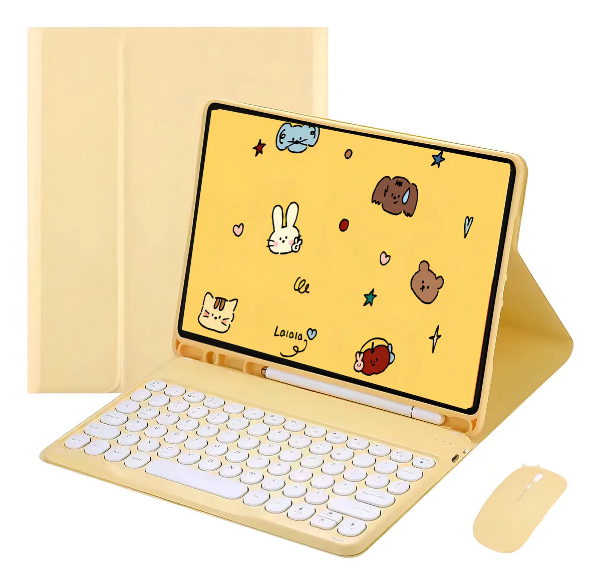 Capa para tablet com teclado e mouse para iPad 10,2'' 9ª, 8ª e 7ª geração Cor Verde Teclado Verde Mouse Verde recarregável - Imagem 10