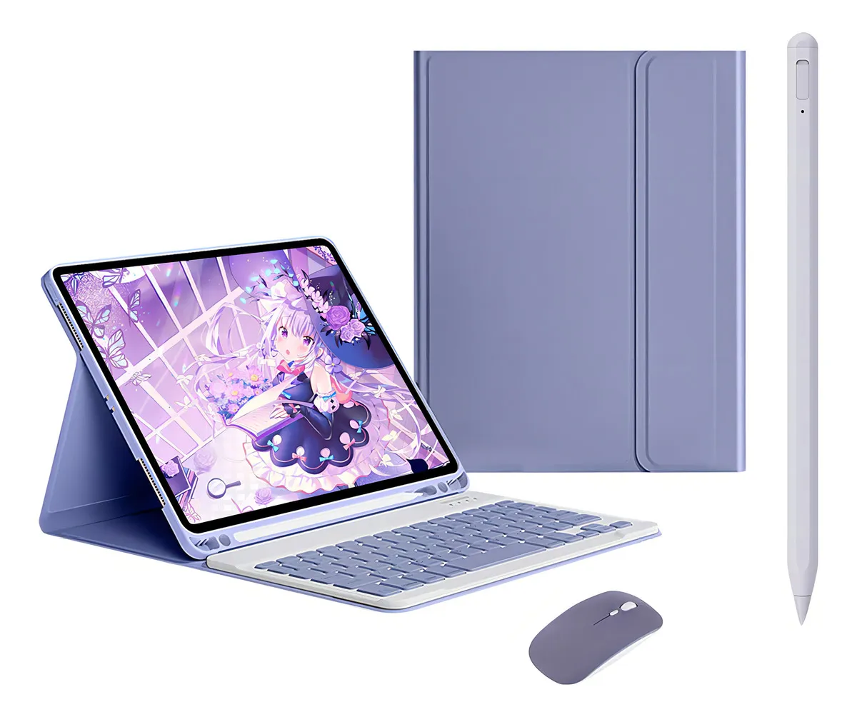 Capa Para iPad Air4/air5 10.9pol E Teclado De Bluetooth Cor Lavender Grey + Teclado - Imagem 11