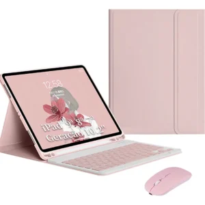 Teclado Bluetooth + Capa + Mouse Para iPad 9ª Geração 10.2'' Cor Capa Rosa + Teclado Rosa + Mouse Rosa