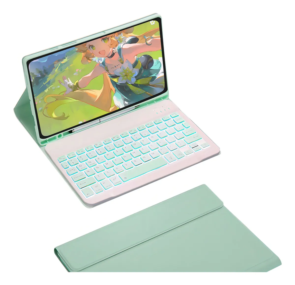 Capa De Couro Com Teclado Retroiluminado Para iPad 9 Cor Capa Preta E Teclado - Imagem 11