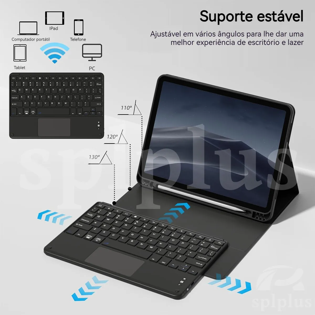 Pacote De Teclado+mouse Bluetooth Touch Para Capa S6 Lite - Imagem 6
