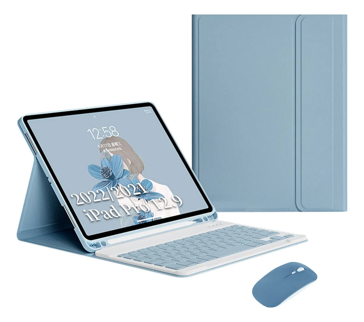 Capa Para iPad Air4/air5 10.9pol E Teclado De Bluetooth Cor Lavender Grey + Teclado - Imagem 14