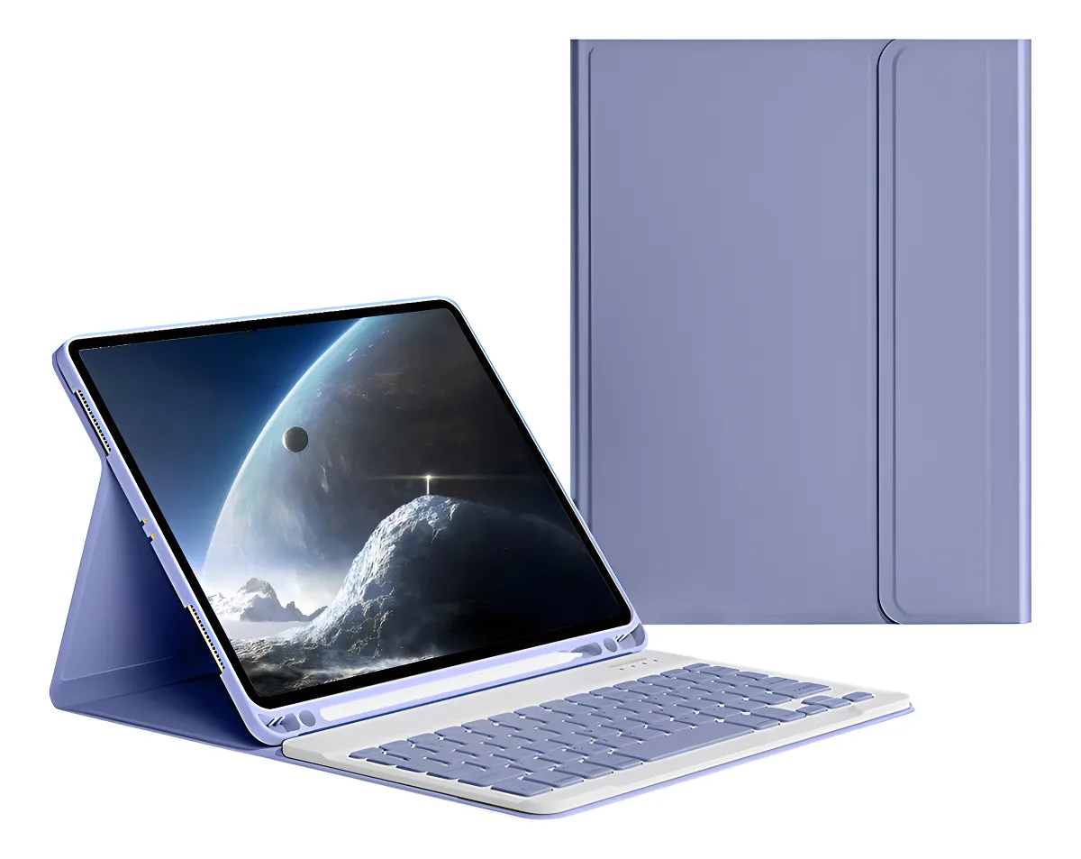 Capa Para iPad Air4/air5 10.9pol E Teclado De Bluetooth Cor Lavender Grey + Teclado