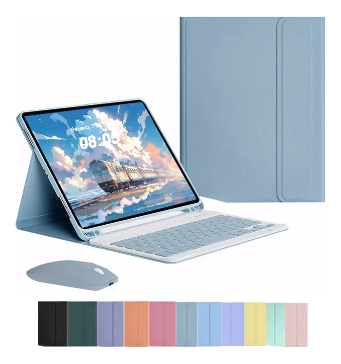 Teclado Bluetooth + Capa + Mouse Para iPad 9ª Geração 10.2'' Cor Capa Preta + Teclado Preto + Mouse Preto - Imagem 14