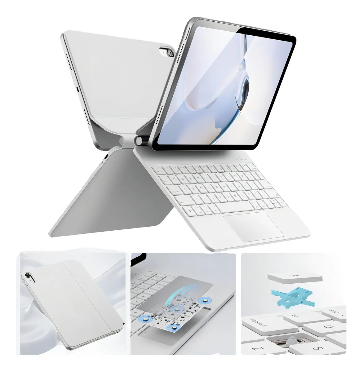 Capa + Teclado Bluetooth + Mouse Para iPad Pro 11 Polegadas Cor Roxo + Teclado Roxo + Mouse Bluetooth Branco - Imagem 10