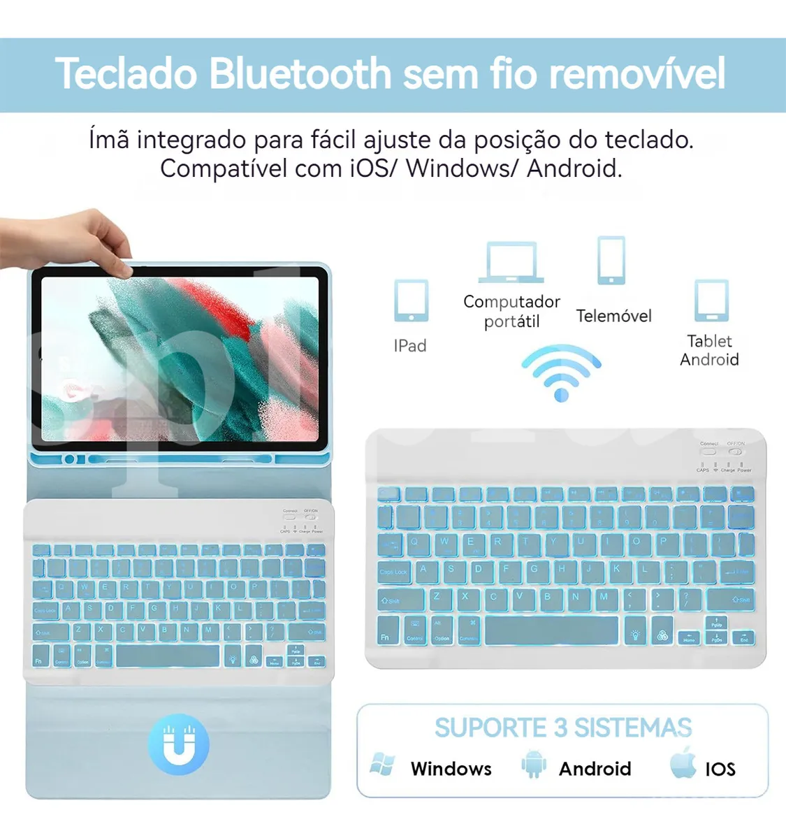 Capa Para Tab S7/s8+teclado Retroiluminado + Mouse - Imagem 7
