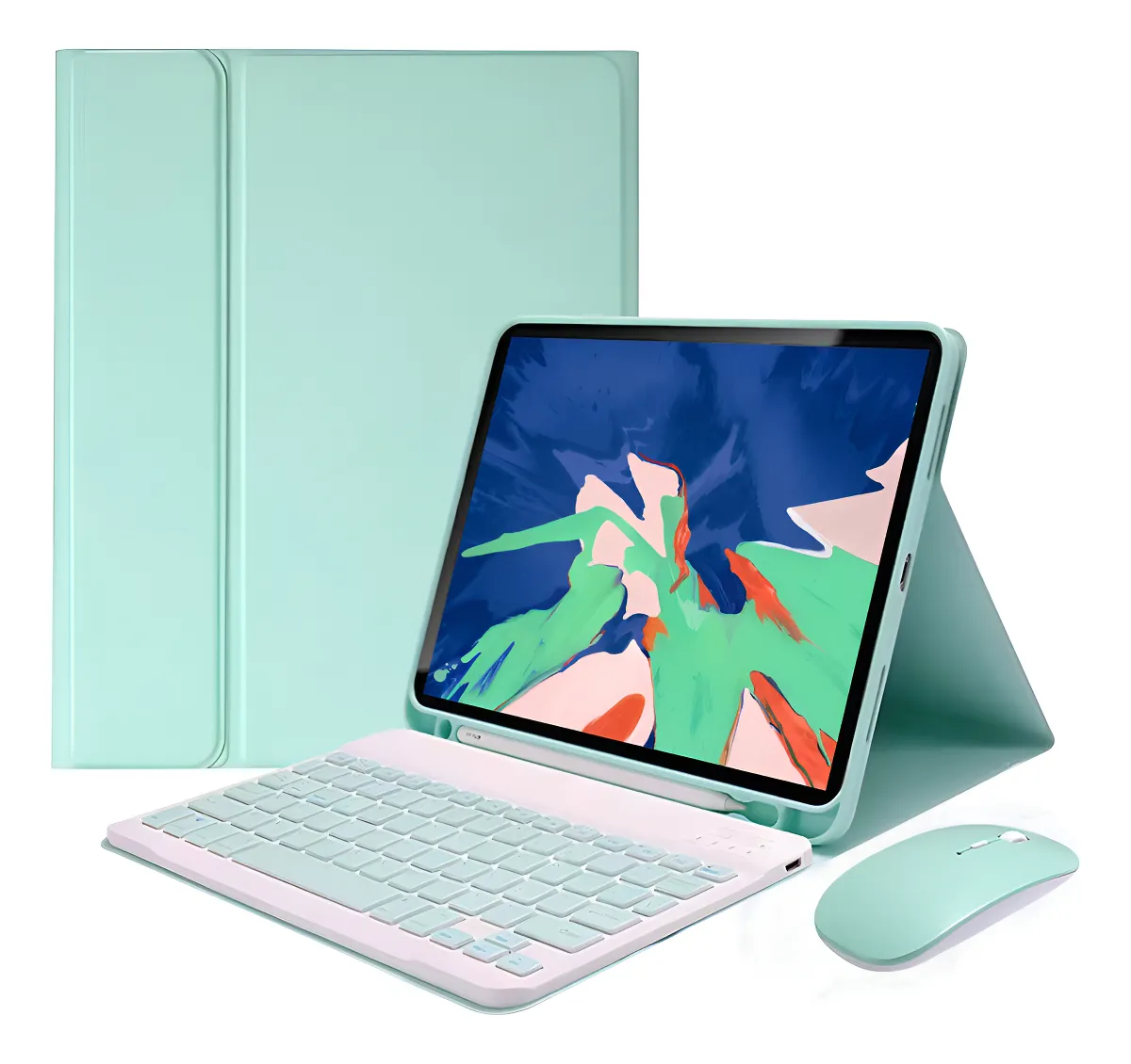 Capa + Teclado Bluetooth + Mouse Para iPad Pro 11 Polegadas Cor Roxo + Teclado Roxo + Mouse Bluetooth Branco - Imagem 16