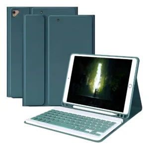 Capa De Couro Para iPad Air 4/5 Vem Com Teclado Bluetooth Cor Dark Night Green + Teclado