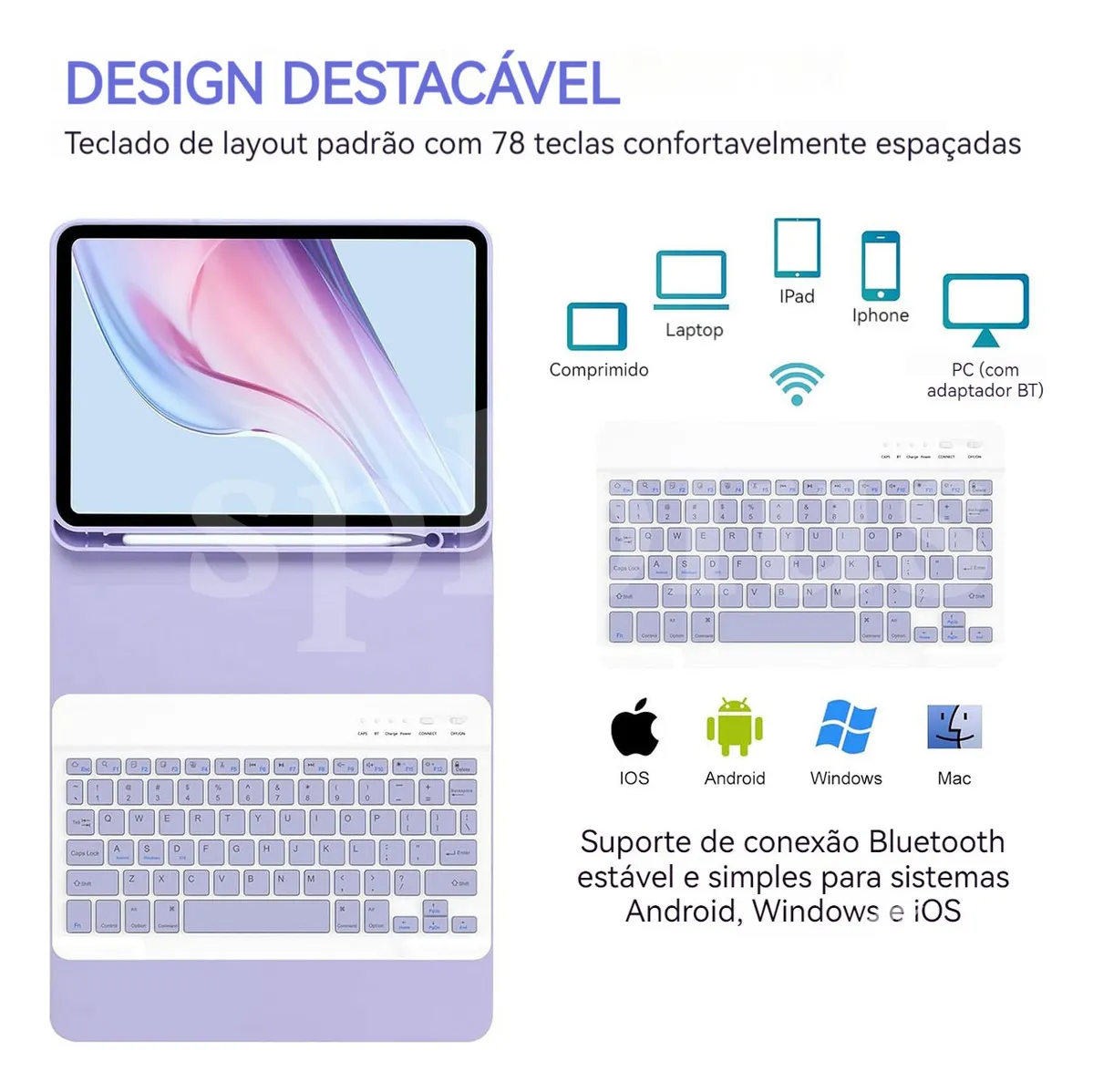 Teclado Bluetooth + Capa + Mouse Para iPad 9ª 8ª 7ª Geração - Imagem 3