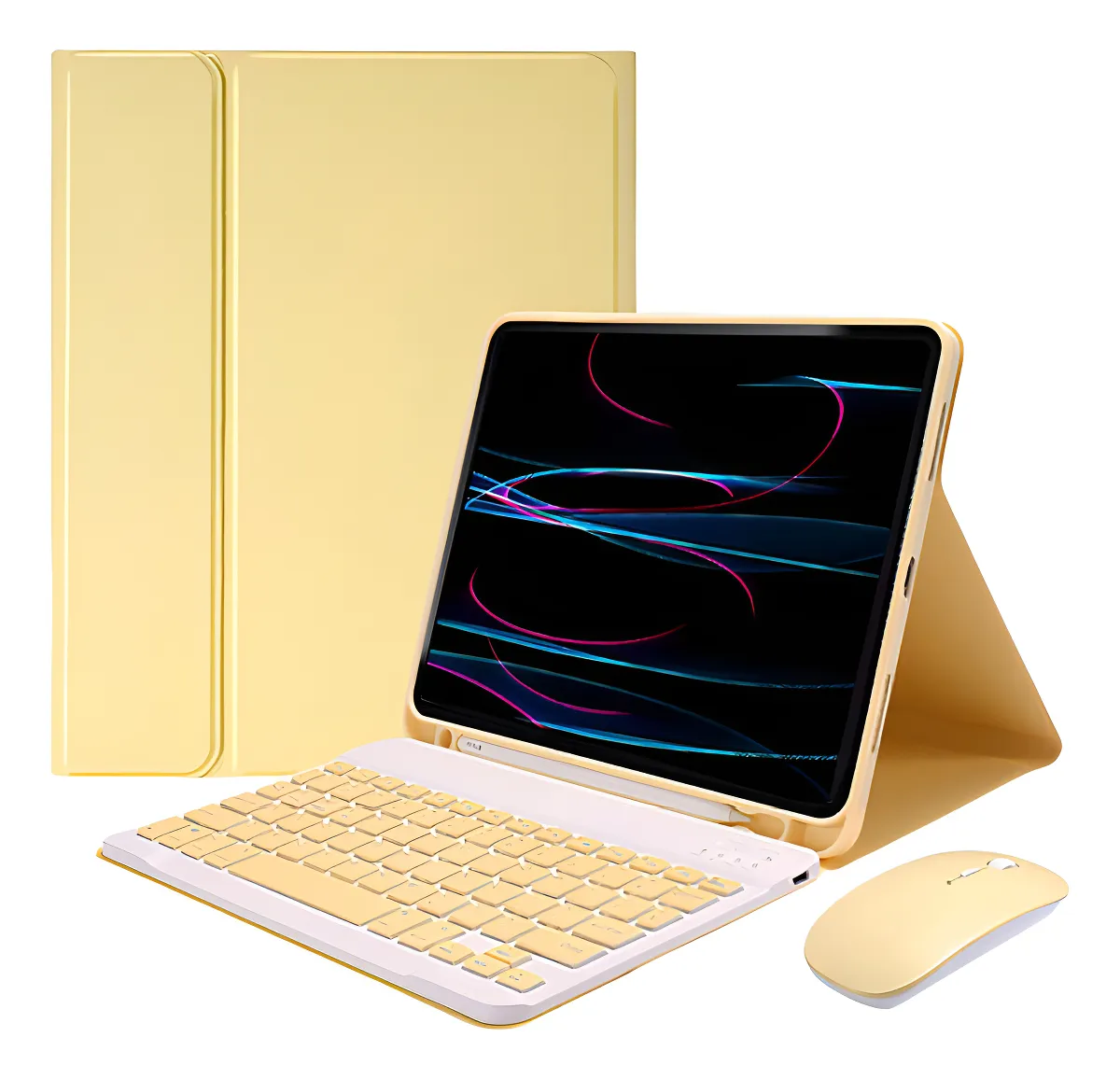 Capa Tablet + Teclado Luminoso + Mouse Para Samsung A7 Cor Verde Escuro + Teclado Sensível Ao Toque + Mouse - Imagem 6