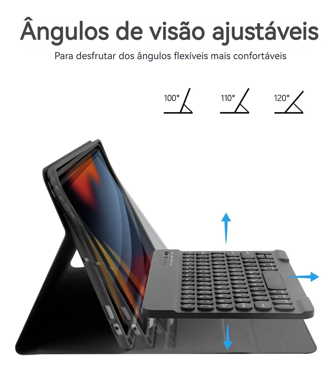 Com Teclado E Mouse De Teclas Redondas Capa Para iPad Pro 11 - Imagem 4