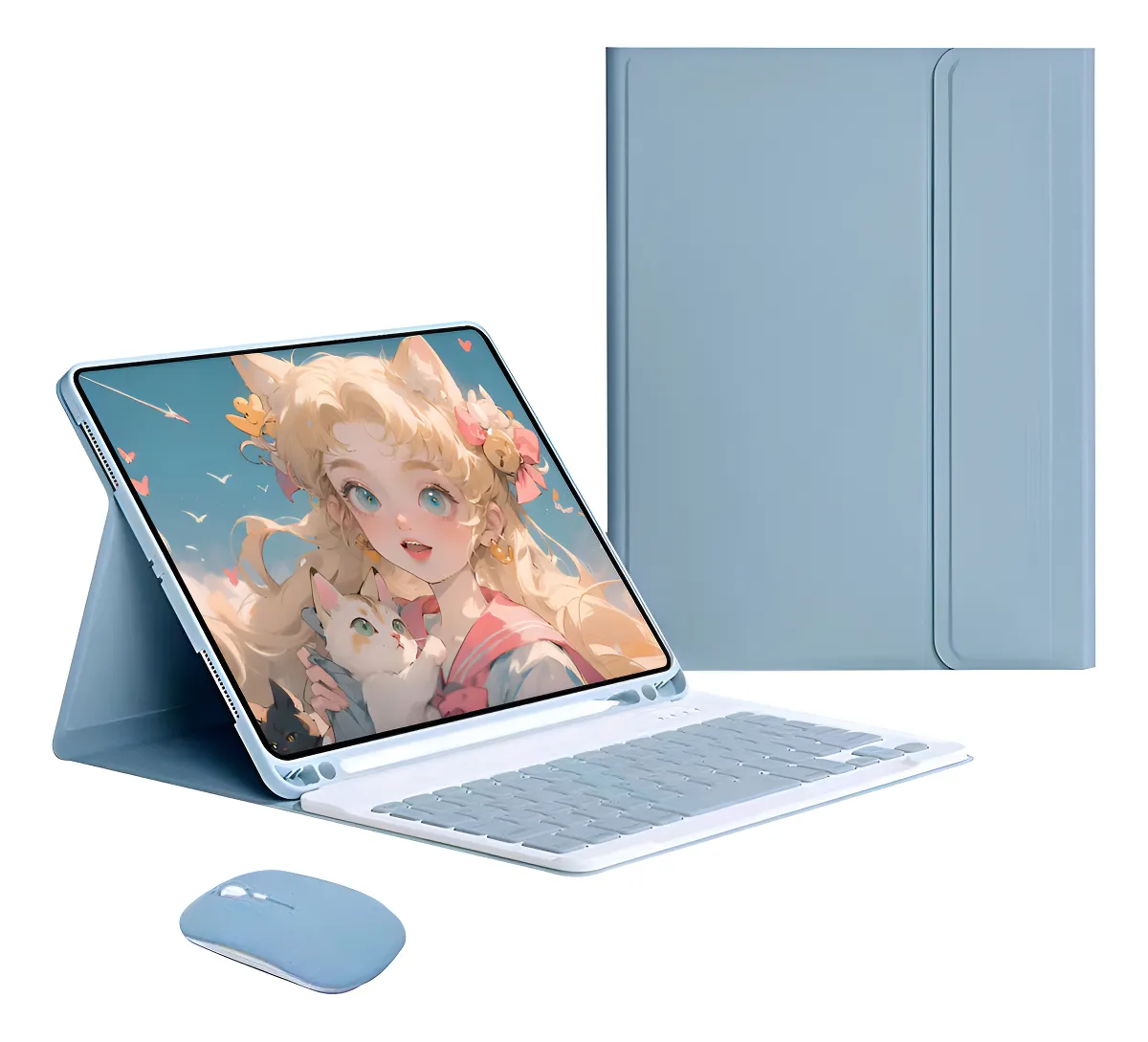 Teclado Bluetooth + Capa + Mouse Para iPad 9ª Geração 10.2'' Cor Capa Preta + Teclado Preto + Mouse Preto - Imagem 15