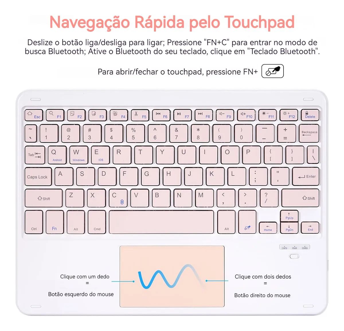 Capa Para iPad Air 11 Pol. (m2/m3) Com Teclado Touch + Mouse - Imagem 6