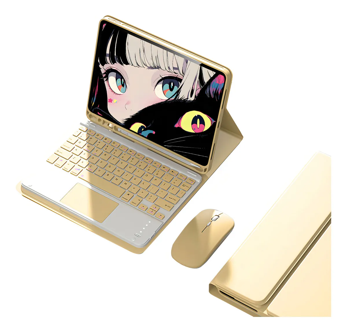 Capa + Teclado Bluetooth + Mouse Para iPad Pro 11 Polegadas Cor Roxo + Teclado Roxo + Mouse Bluetooth Branco - Imagem 7