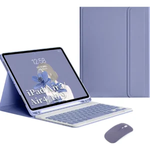Capa Tablet + Teclado + Mouse Para iPad Air De 11 Pol.m2 Cor Lavender Grey + Lavender Grey Teclado + Lavender Grey Carregamento Bluetooth Mouse