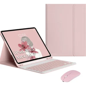 Capa para Tablet Teclado Mouse para iPad Air de 11 Pol.m2 Cor Sakura Pink Teclado Rosa Mouse Bluetooth com Carregamento