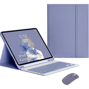 Teclado Bluetooth Capa Mouse Para iPad 9ª Geração 10,2'' Cor Capa Cinza Lavanda Teclado Cinza Lavanda Mouse Cinza Lavanda