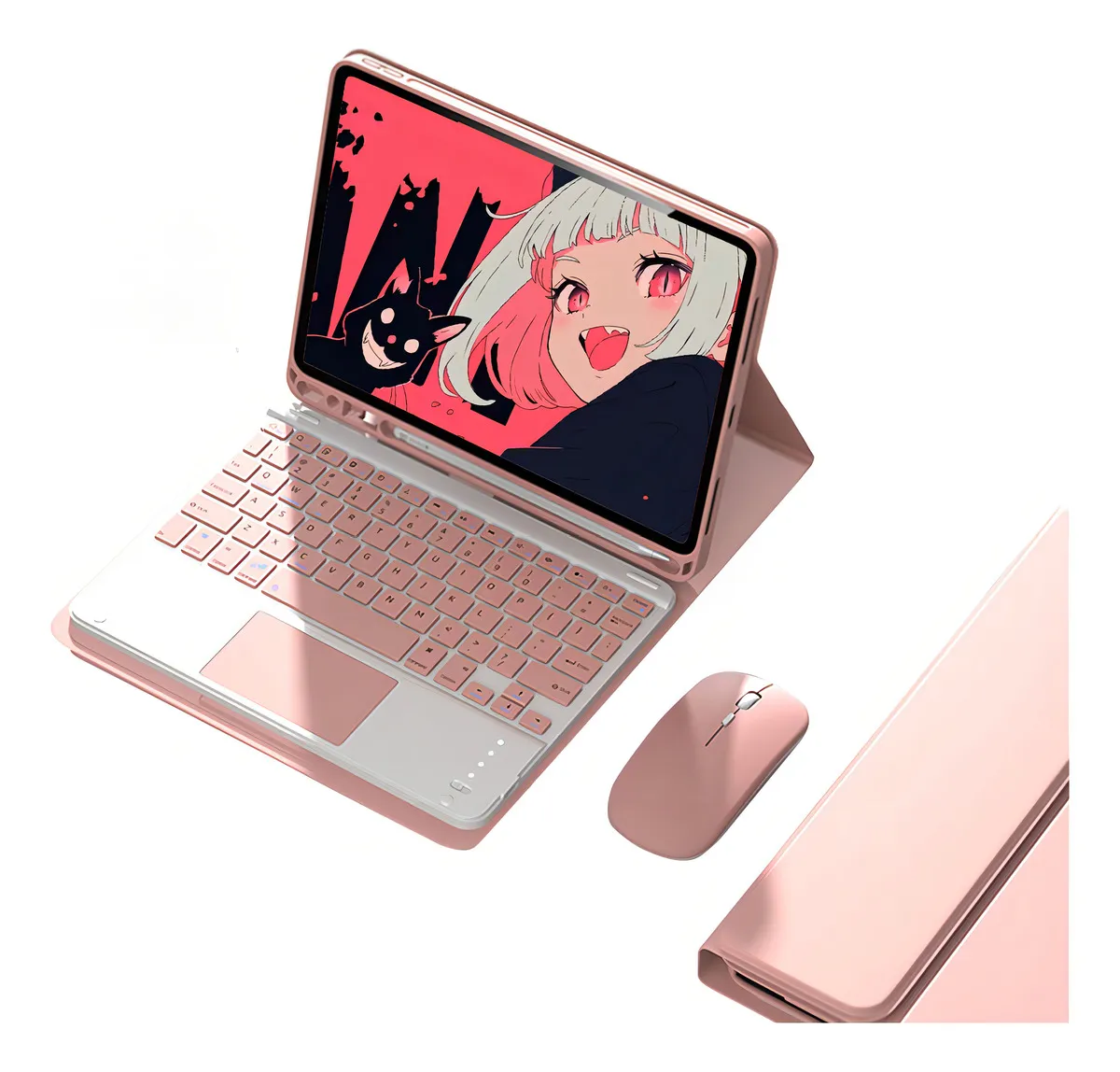 Capa + Teclado Bluetooth + Mouse Para iPad Pro 11 Polegadas Cor Roxo + Teclado Roxo + Mouse Bluetooth Branco - Imagem 13