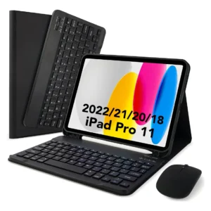 Capa Teclado Bluetooth Mouse Para iPad Pro 11 Polegadas Cor Preto Teclado Preto Carregamento Bluetooth Mouse