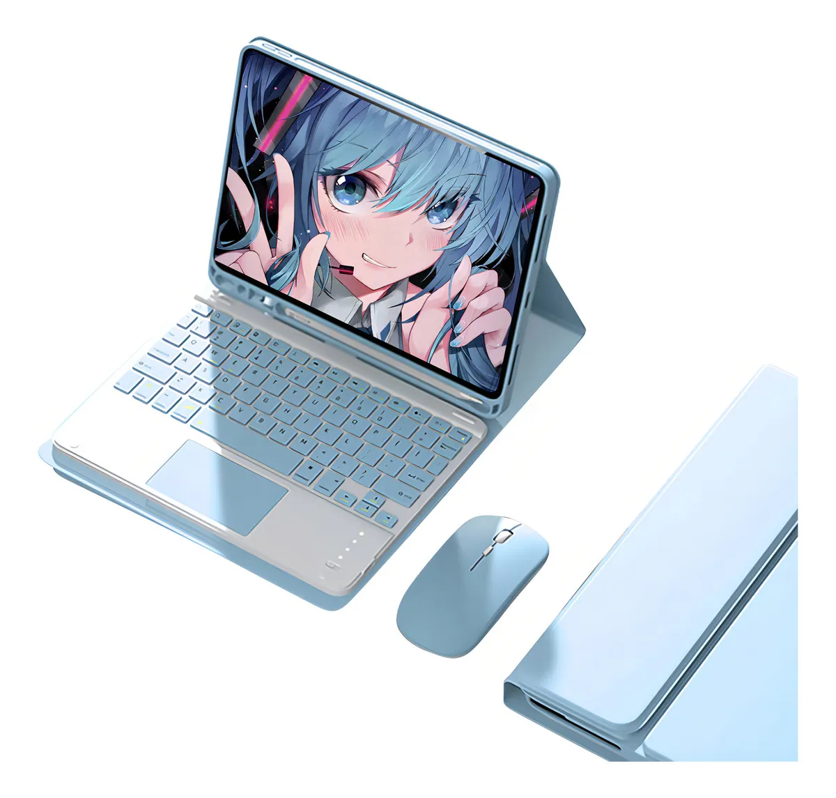 Capa + Teclado Bluetooth + Mouse Para iPad Pro 11 Polegadas Cor Roxo + Teclado Roxo + Mouse Bluetooth Branco - Imagem 9