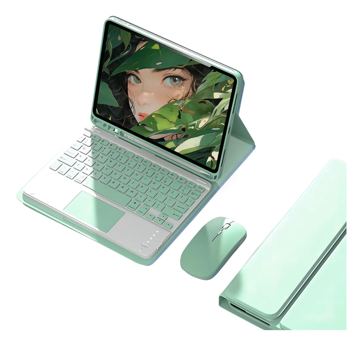 Capa + Teclado Bluetooth + Mouse Para iPad Pro 11 Polegadas Cor Roxo + Teclado Roxo + Mouse Bluetooth Branco - Imagem 15