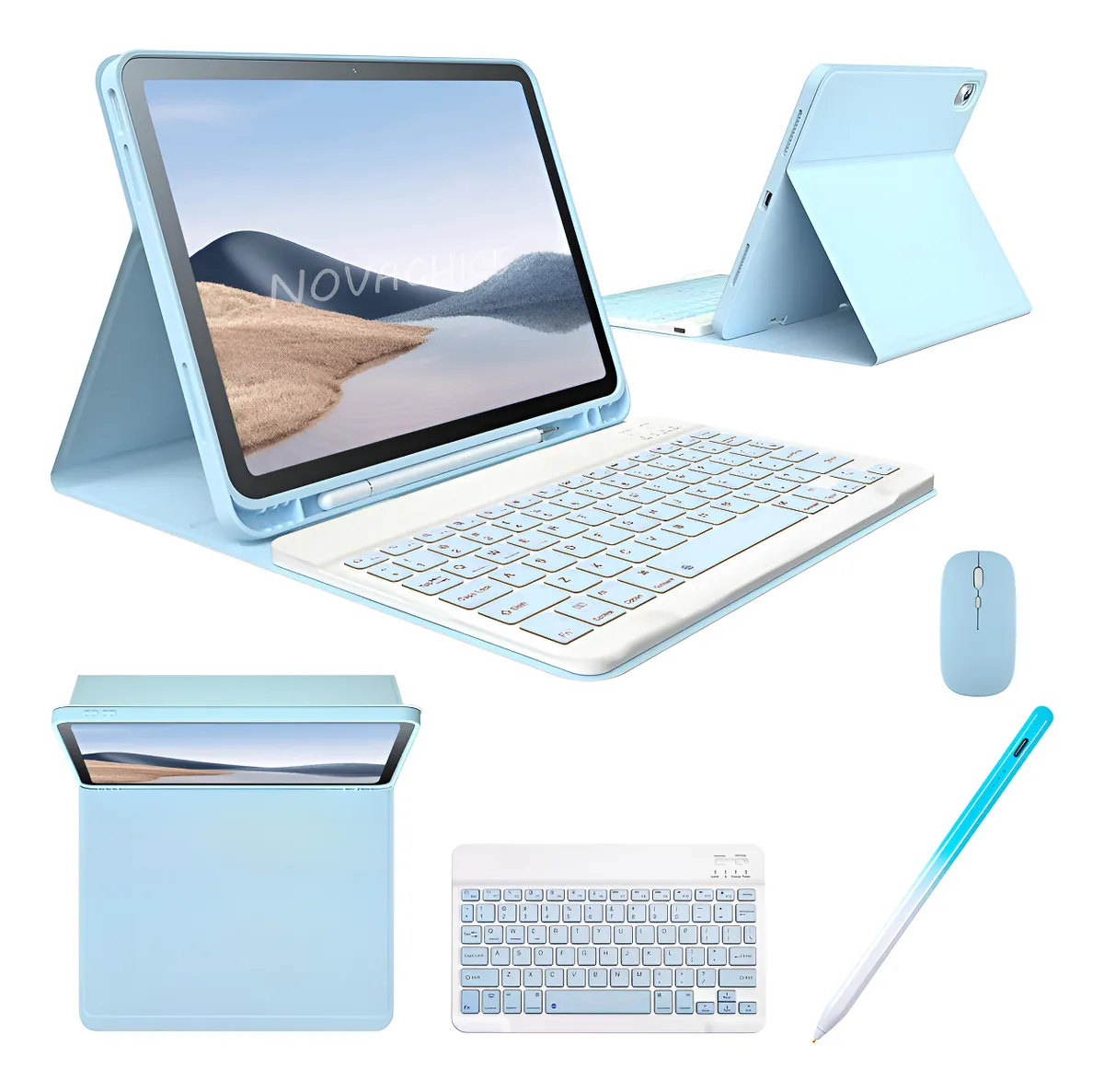 Capa Suporte Para iPad 6ª/5ª/air2 9.7 Pol+teclado Bluetooth Cor Laranjateclado - Imagem 6