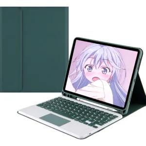 Capa Capa Teclado Touch Bluetooth Adequado Para Ipad7/8/9 Cor Verde Noite Escuro Teclado Touchpad