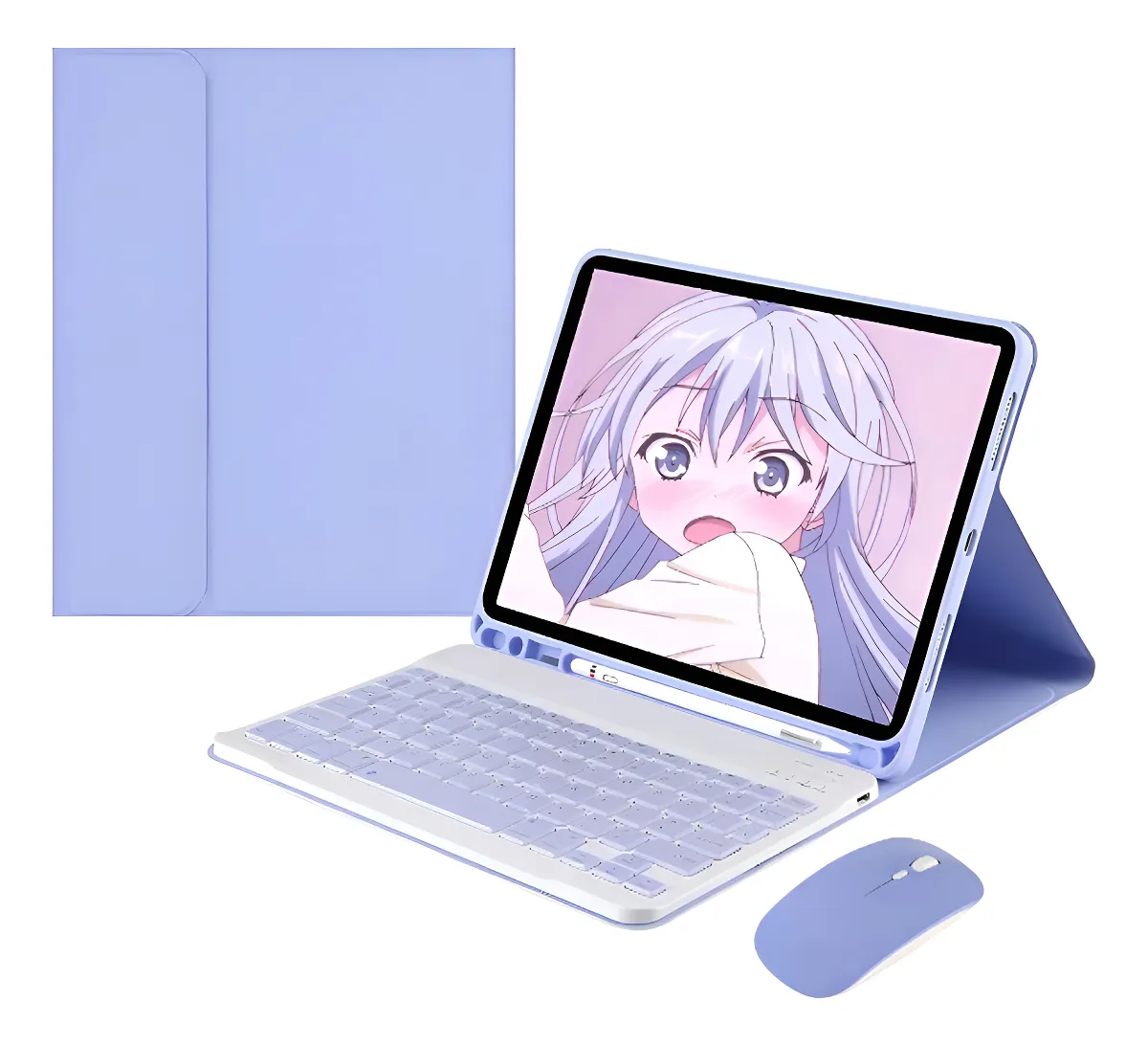 Capa + Teclado Bluetooth + Mouse Para iPad Pro 11 Polegadas Cor Roxo + Teclado Roxo + Mouse Bluetooth Branco