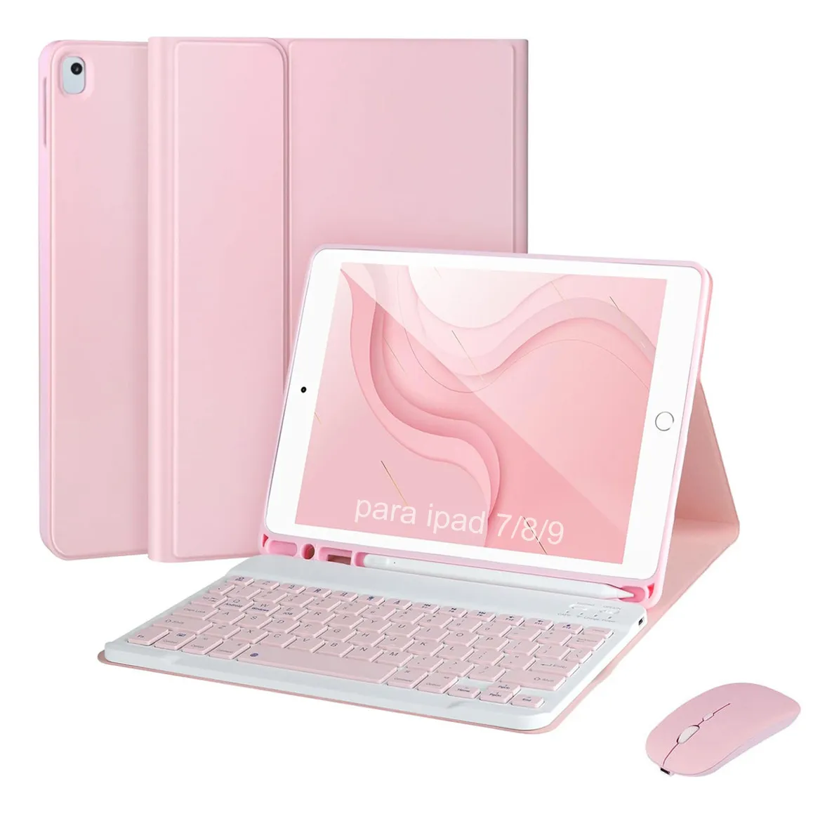 Teclado e Mouse Bluetooth - Capa para iPad 9ª 8ª 7ª Geração Cor Névoa Azul - Imagem 14