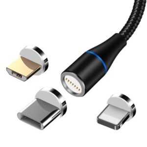 3A fast charging magnetic cable for Android type-c three-in-one nylon braided magnetic cable with light