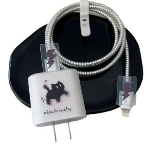 Cute shaking cat for apple 20w/18w charging head cover data cable protective cover bite wire fast charging